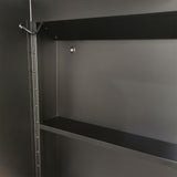 WELLFOR 30-in x 26-in Lighted LED Fog Free Surface Mount Black and Silver Mirrored Medicine Cabinet