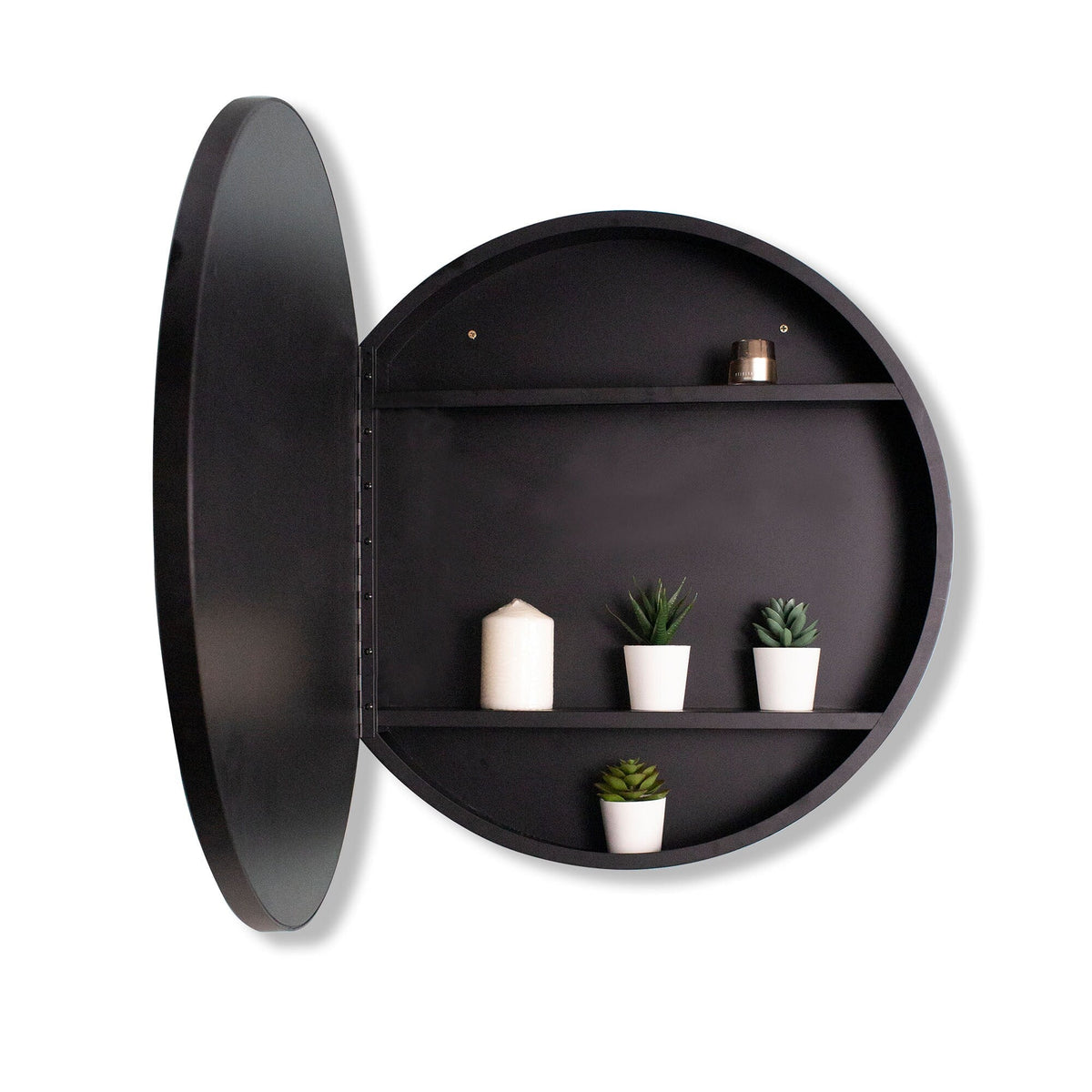 WELLFOR 24-in x 24-in Surface Mount Silver Mirrored Round Medicine Cabinet