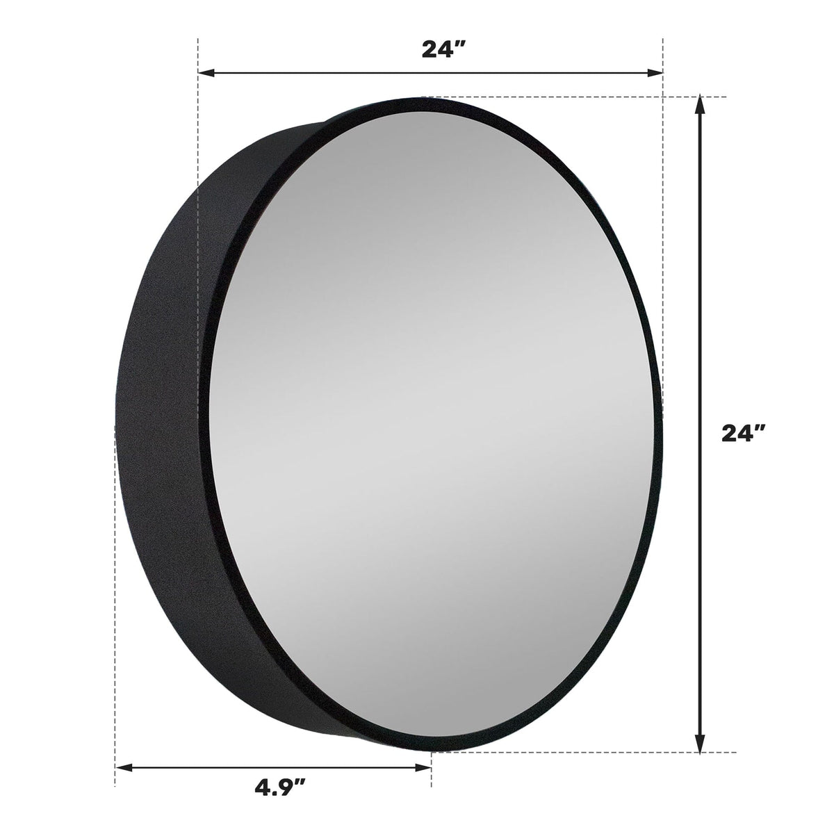 WELLFOR 24-in x 24-in Surface Mount Silver Mirrored Round Medicine Cabinet
