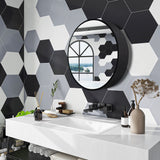 WELLFOR 24-in x 24-in Surface Mount Silver Mirrored Round Medicine Cabinet