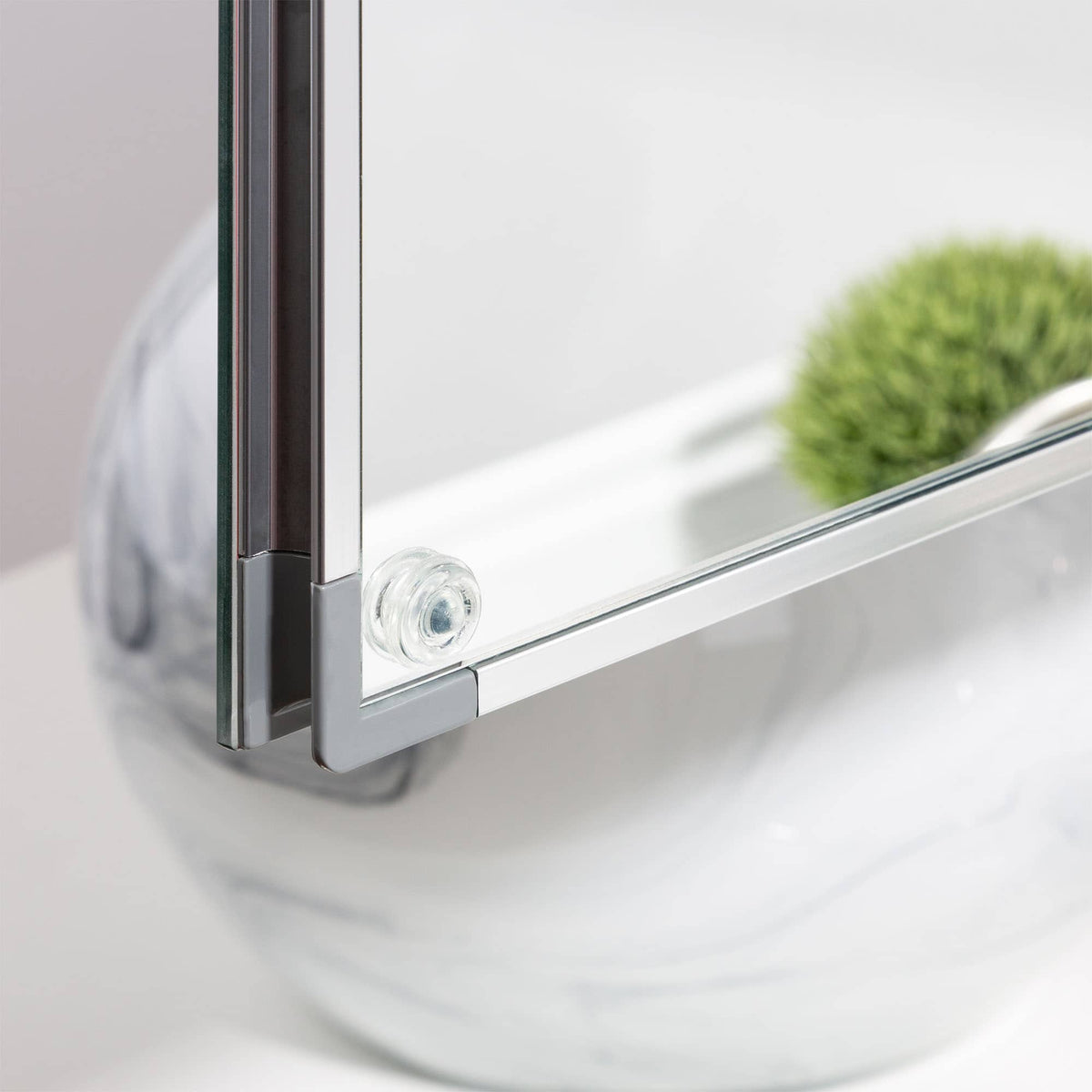 WELLFOR 30-in x 26-in Surface/Recessed Mount Aluminium Mirrored Soft Close Medicine Cabinet