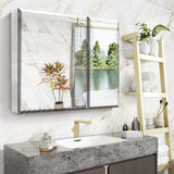 WELLFOR 30-in x 26-in Surface/Recessed Mount Aluminium Mirrored Soft Close Medicine Cabinet