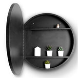 WELLFOR 24-in x 24-in Lighted LED Fog Free Surface Mount Silver Mirrored Round Medicine Cabinet