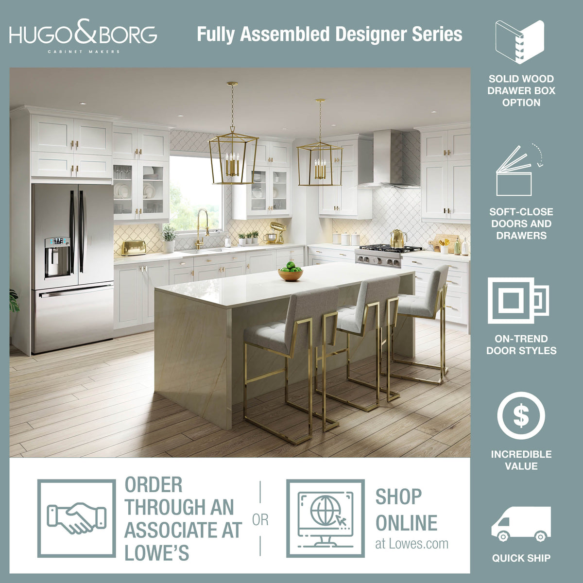Hugo&Borg Rosemont 15-in W x 34.5-in H x 14-in D Glacier White 1-Drawer Base Fully Assembled Cabinet (Flat Panel Shaker Style)