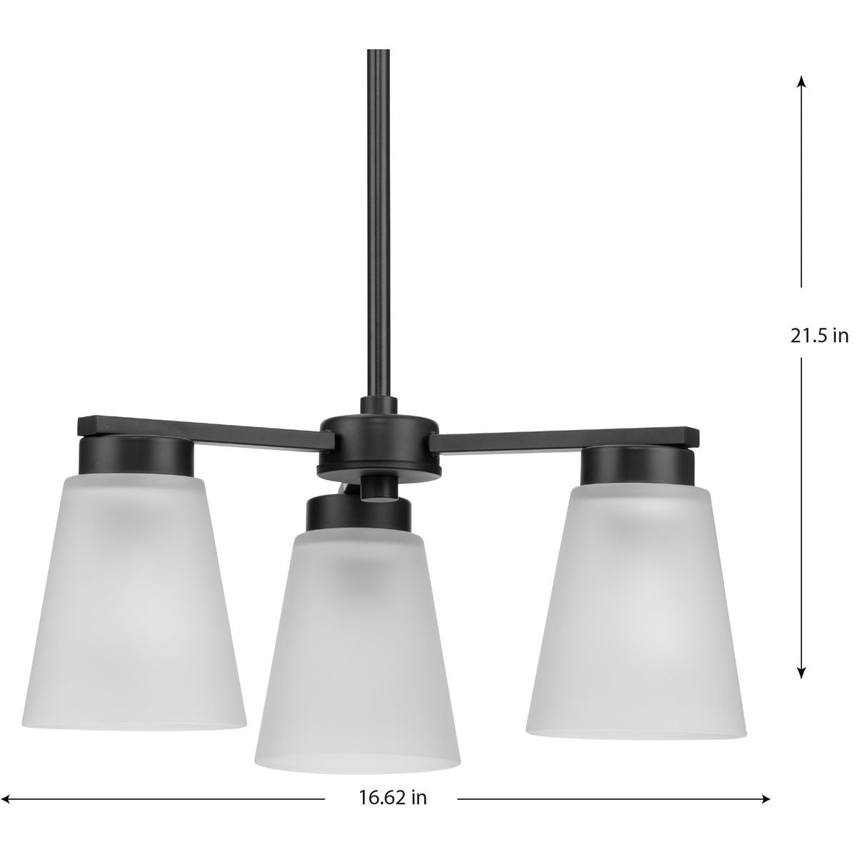 Progress Lighting Tanner 3-Light Matte Black Transitional Chandelier