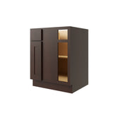 RELIABILT Parkstone 27-in W x 34.5-in H x 24-in D Espresso Blind 1-Drawer Base Fully Assembled Plywood Cabinet (Flat Panel Shaker Style)