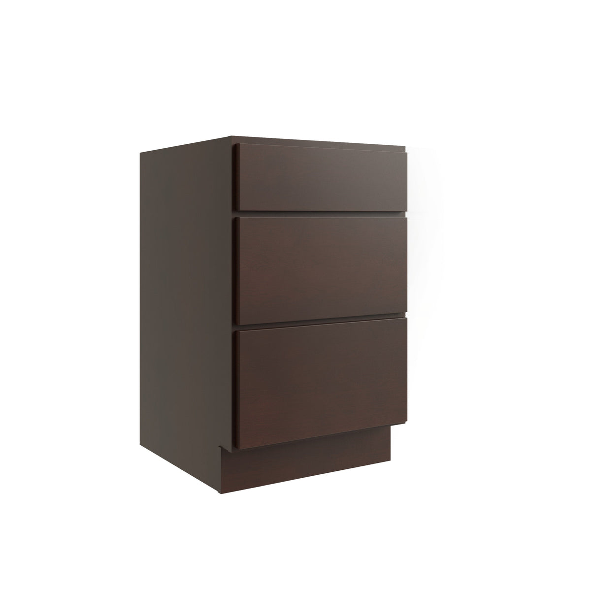 RELIABILT Parkstone 21-in W x 34.5-in H x 24-in D Espresso 3-Drawer Base Fully Assembled Plywood Cabinet (Flat Panel Style)