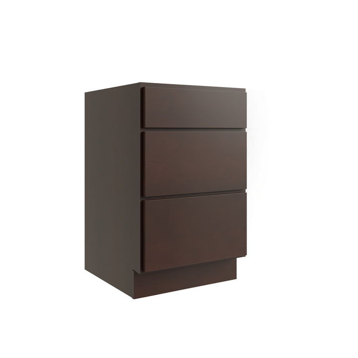 RELIABILT Parkstone 21-in W x 34.5-in H x 24-in D Espresso 3-Drawer Base Fully Assembled Plywood Cabinet (Flat Panel Style)