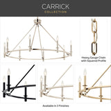 Kichler Carrick 10-Light Gold Traditional Bare Bulb Chandelier