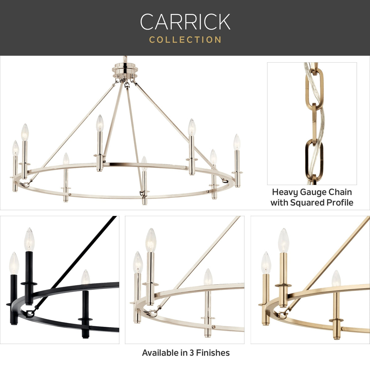 Kichler Carrick 6-Light Gold Traditional Bare Bulb Chandelier