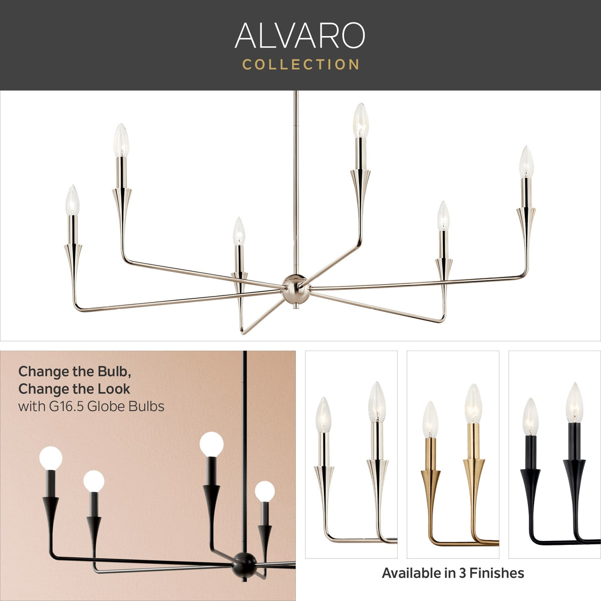 Kichler Alvaro 12-Light Black Modern/Contemporary Bare Bulb Chandelier