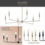 Kichler Alvaro 12-Light Black Modern/Contemporary Bare Bulb Chandelier