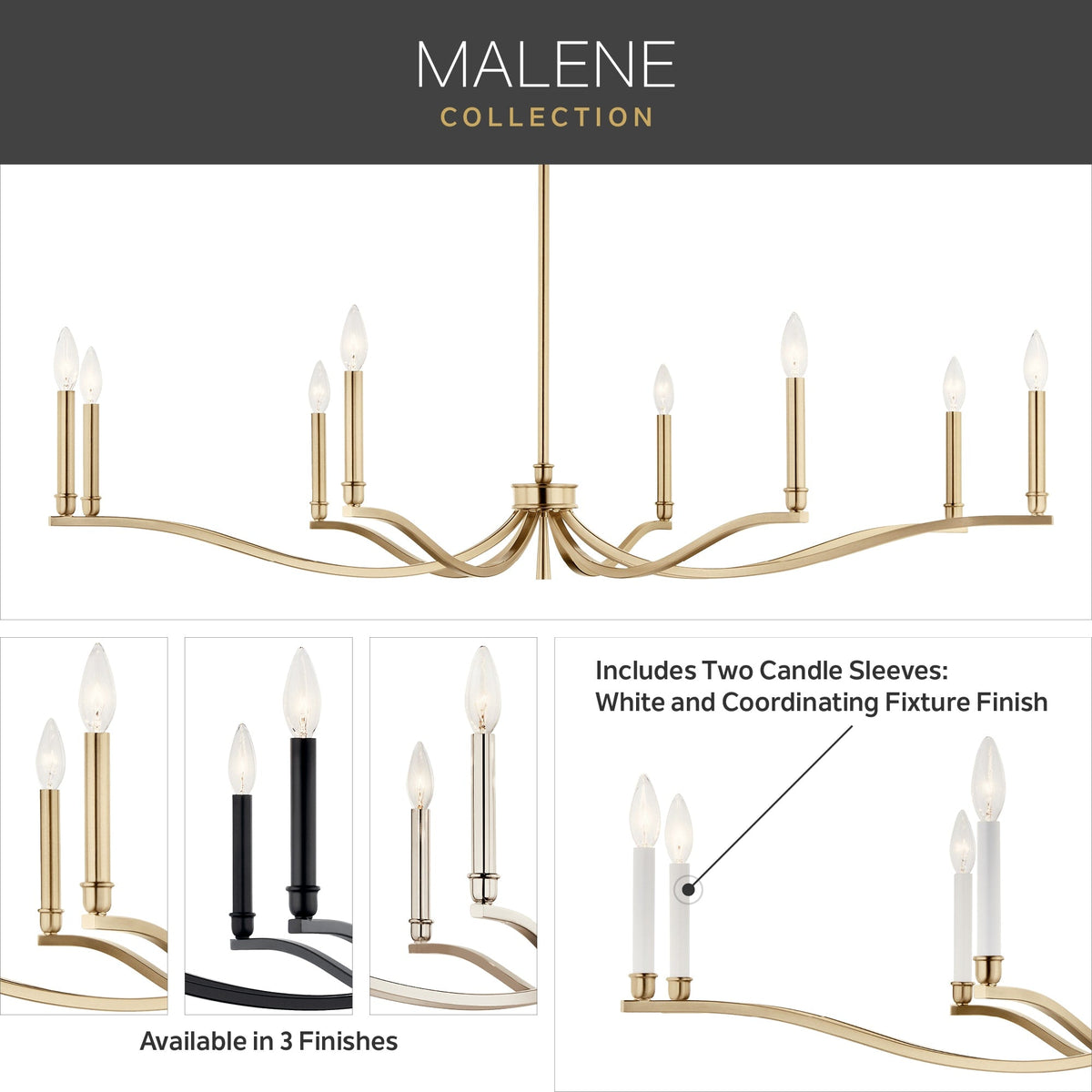 Kichler Malene 8-Light Polished Nickel Traditional Bare Bulb Chandelier