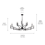 Kichler Malene 14-Light Black Traditional Bare Bulb Chandelier