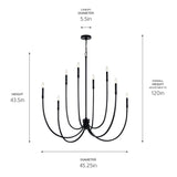 Kichler Malene 8-Light Black Traditional Bare Bulb Chandelier
