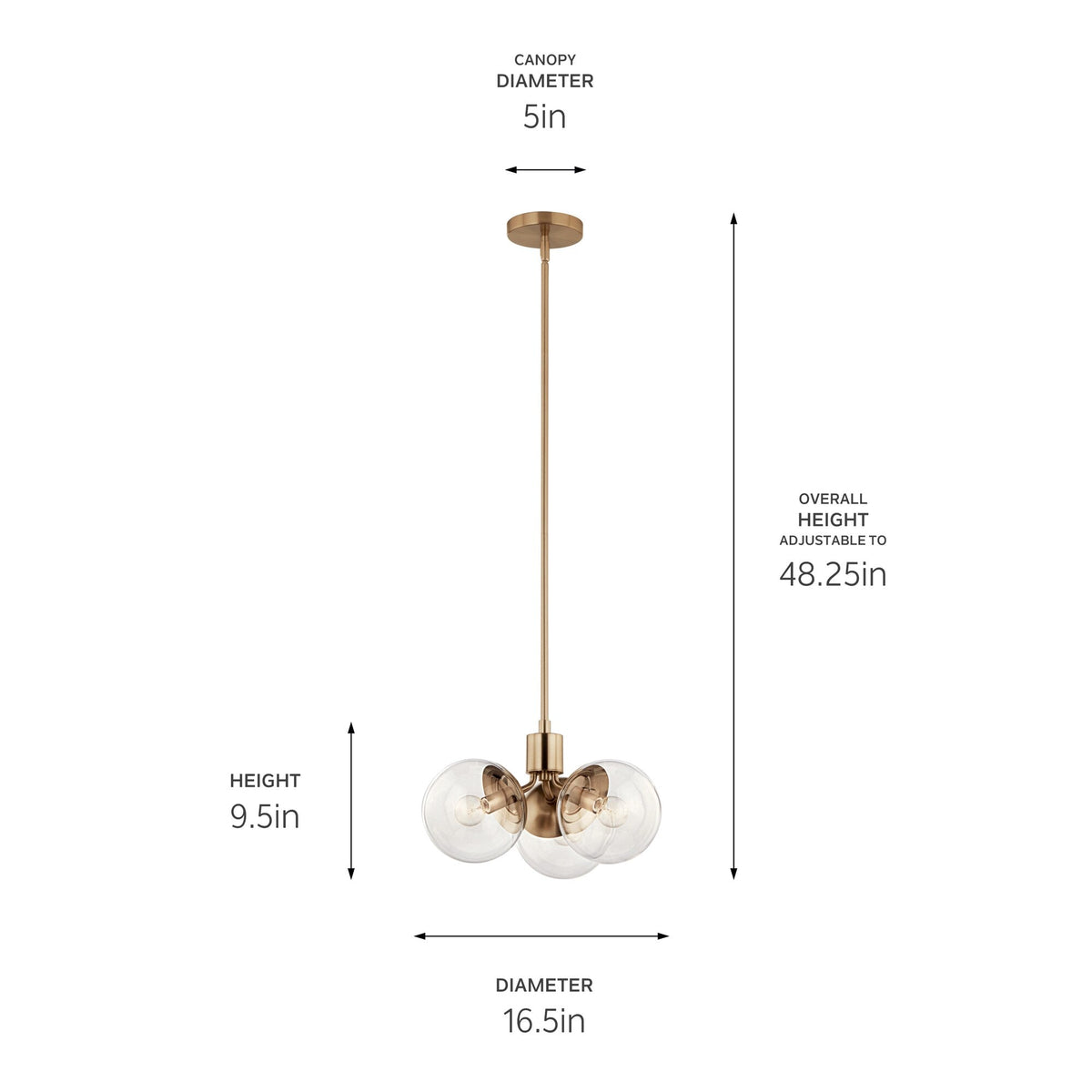 Kichler Silvarious 3-Light Gold Modern/Contemporary Chandelier