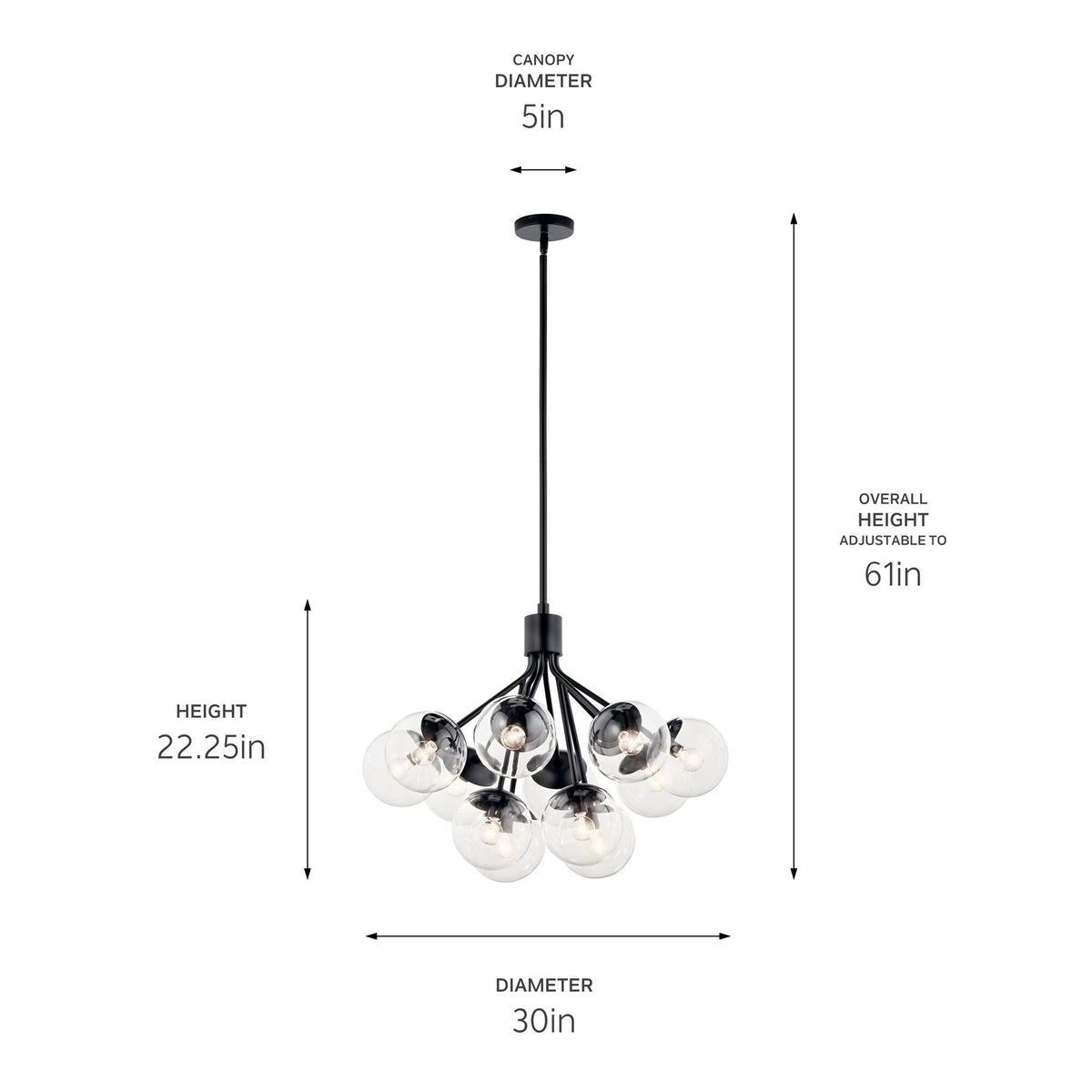 Kichler Silvarious 12-Light Black Modern/Contemporary Chandelier