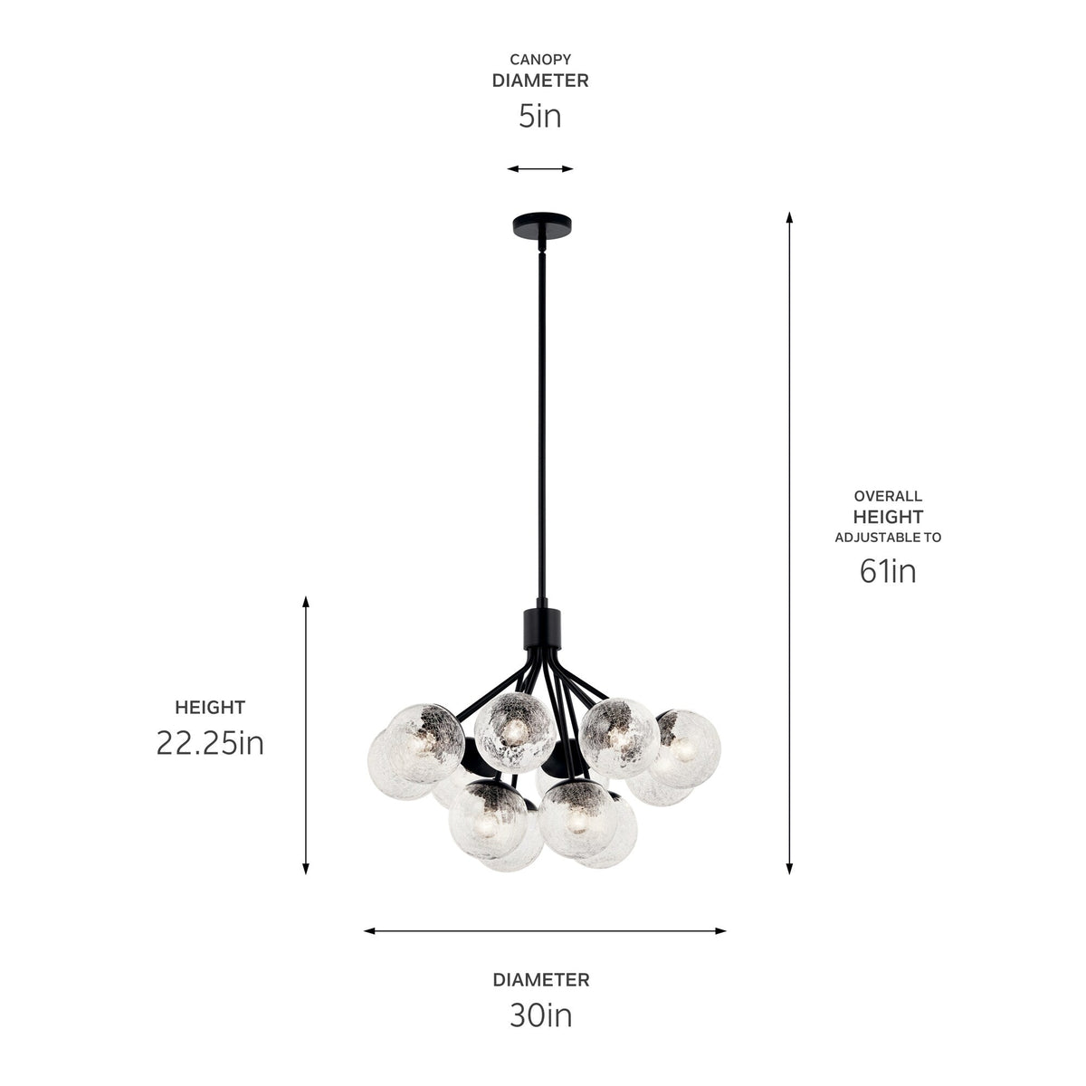 Kichler Silvarious 12-Light Black Modern/Contemporary Chandelier