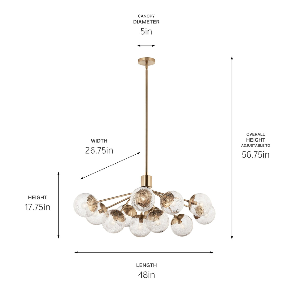 Kichler Silvarious 12-Light Gold Modern/Contemporary Chandelier