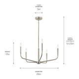 Kichler Madden 5-Light Brushed Nickel Modern/Contemporary Bare Bulb Chandelier