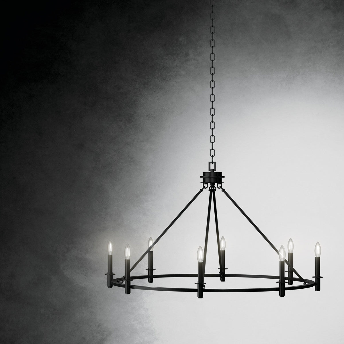 Kichler Carrick 8-Light Black Traditional Bare Bulb Chandelier