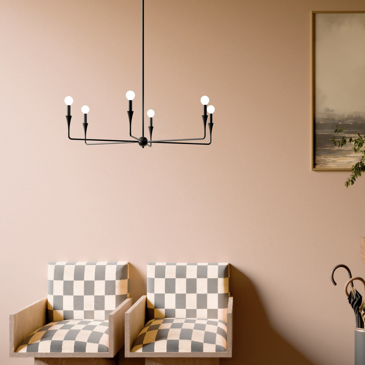Kichler Alvaro 6-Light Black Modern/Contemporary Bare Bulb Chandelier