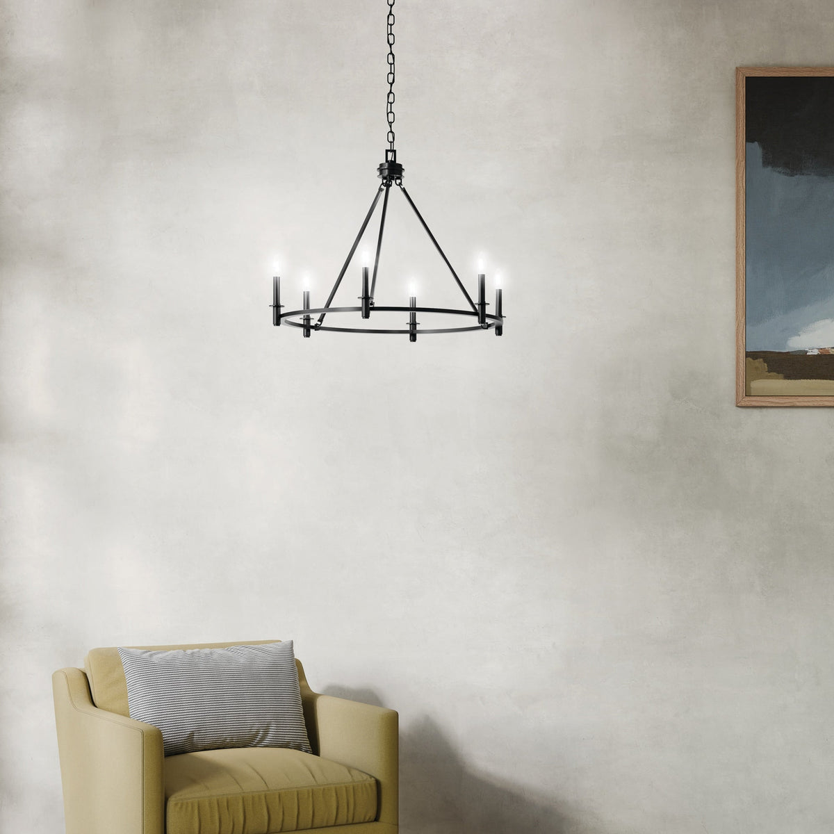 Kichler Carrick 6-Light Black Traditional Bare Bulb Chandelier