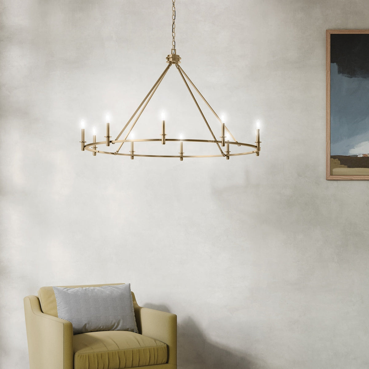 Kichler Carrick 10-Light Gold Traditional Bare Bulb Chandelier