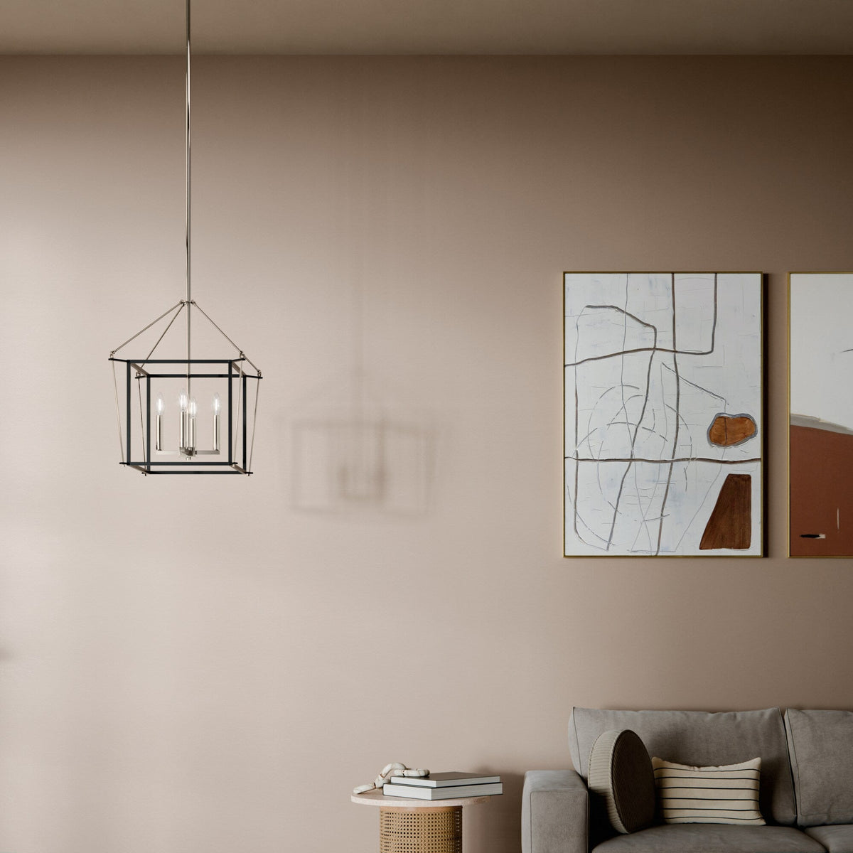 Kichler Eisley 4-Light Polished Nickel Modern/Contemporary Lantern Led, Medium Hanging Pendant Light
