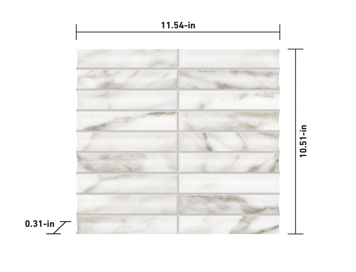 Satori Calacatta Lunar 11-in x 13-in Glazed Porcelain Marble Look Mosaic Wall Tile (0.84-sq. ft/ Piece)