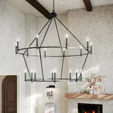 Kichler Carrick 18-Light Black Traditional Bare Bulb Chandelier