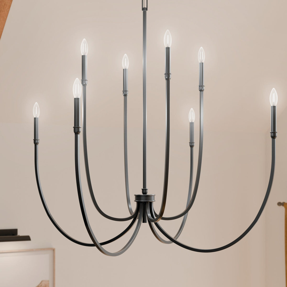 Kichler Malene 8-Light Black Traditional Bare Bulb Chandelier