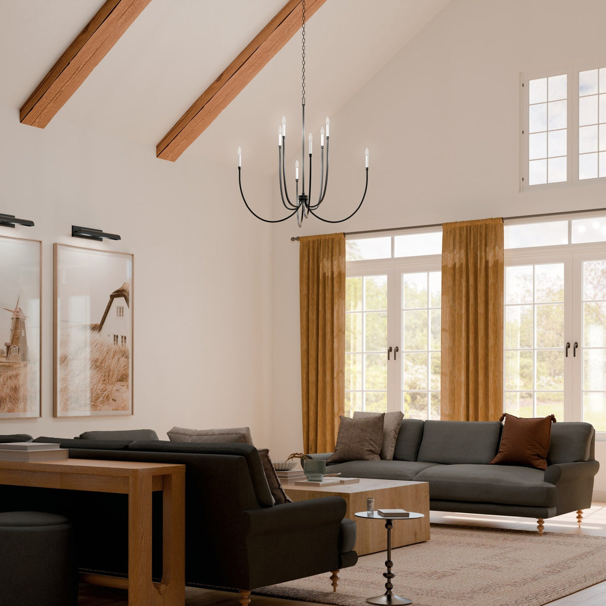 Kichler Malene 8-Light Black Traditional Bare Bulb Chandelier