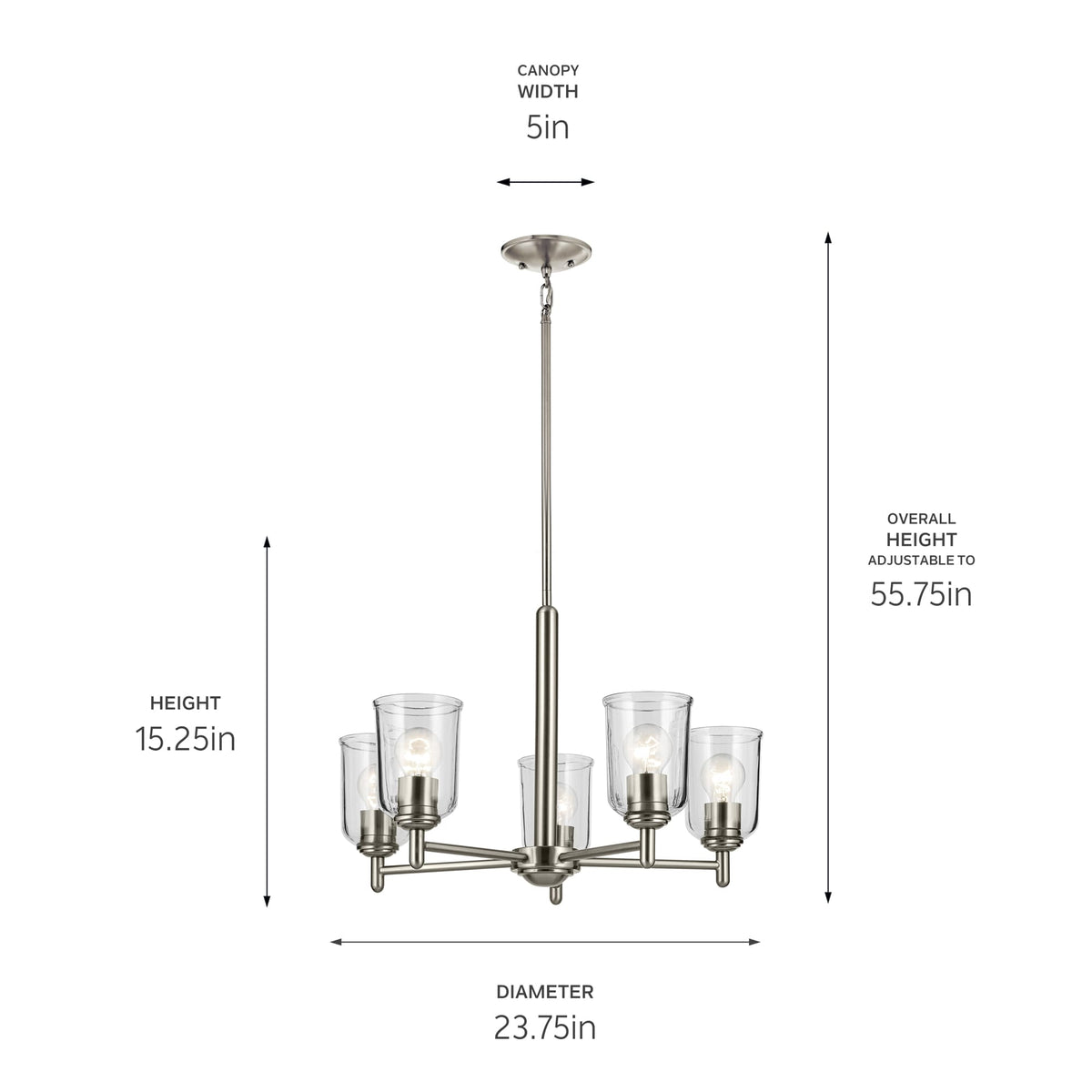 Kichler Shailene 5-Light Brushed Nickel Traditional Chandelier