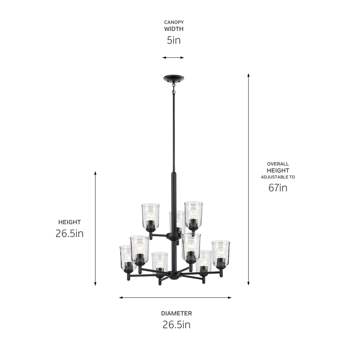 Kichler Shailene 9-Light Black Traditional Chandelier