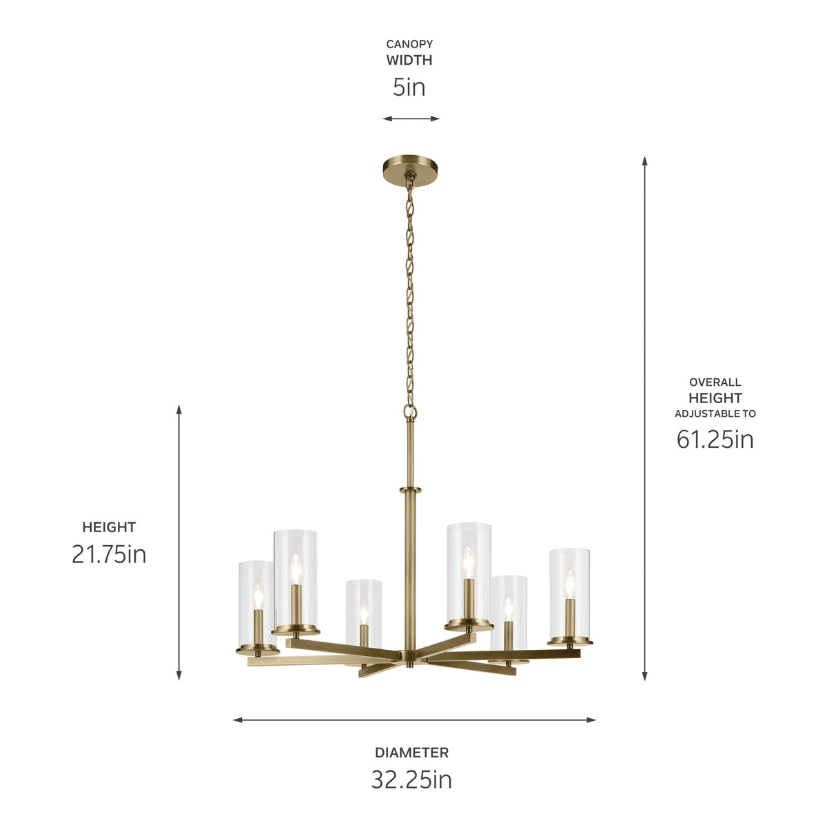 Kichler Crosby 6-Light Gold Modern/Contemporary Chandelier