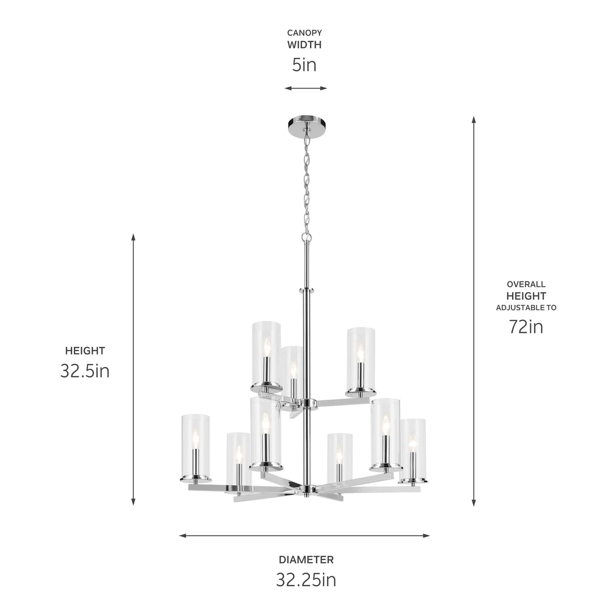 Kichler Crosby 9-Light Chrome Traditional Chandelier