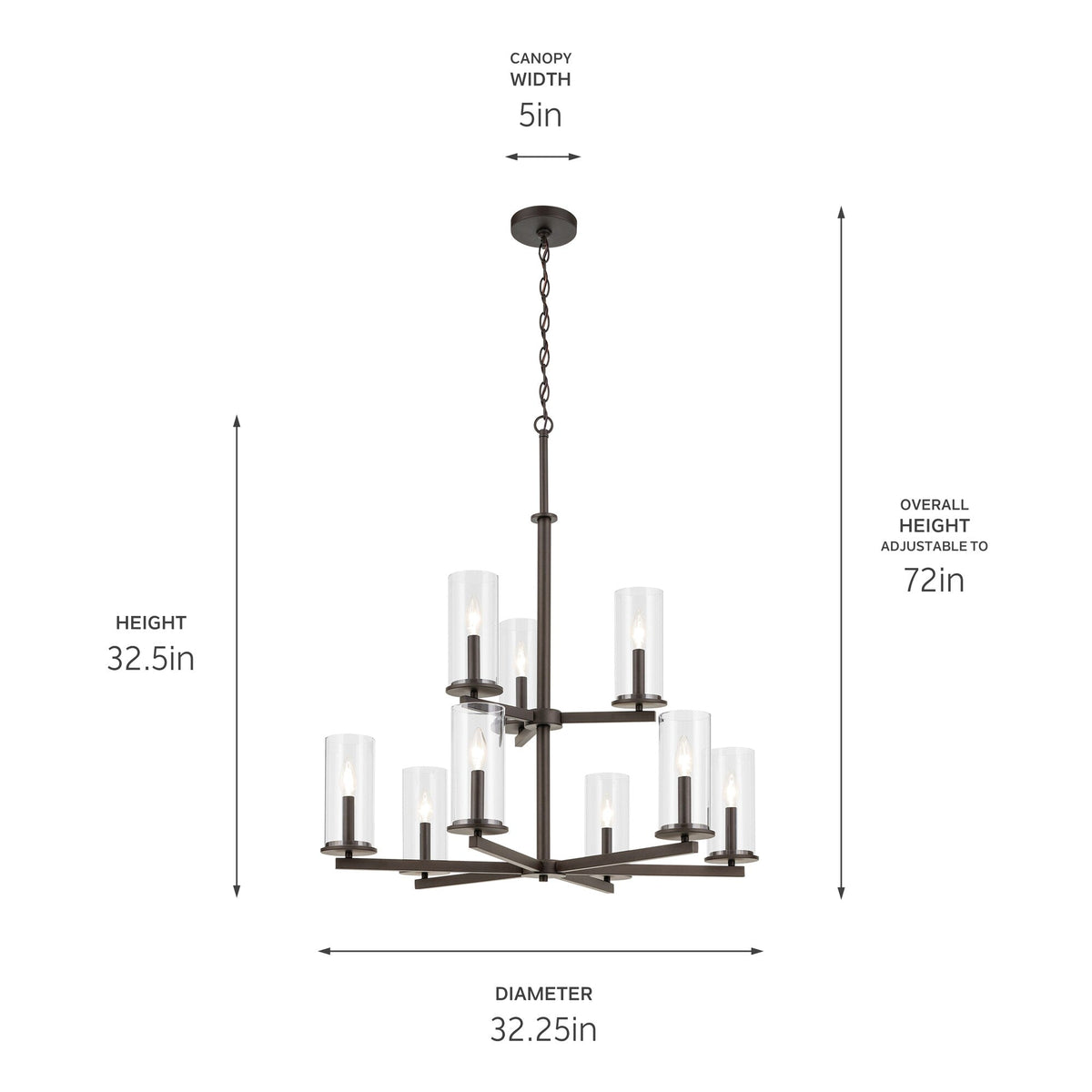 Kichler Crosby 9-Light Bronze Traditional Chandelier
