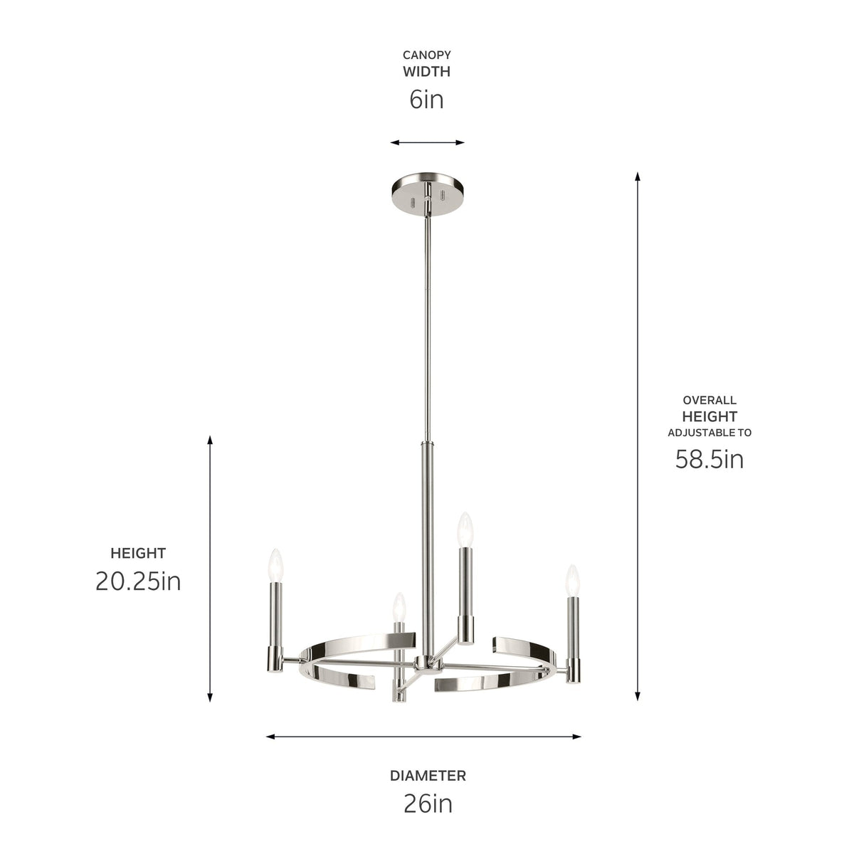 Kichler Tolani 4-Light Polished Nickel Vintage Bare Bulb Chandelier