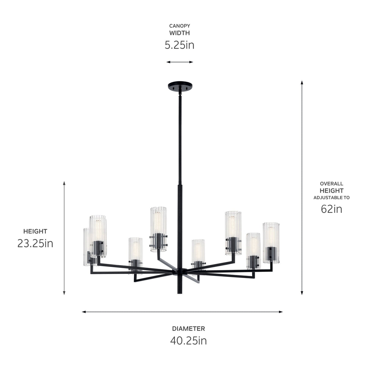 Kichler Velestino 8-Light Black Modern/Contemporary Chandelier