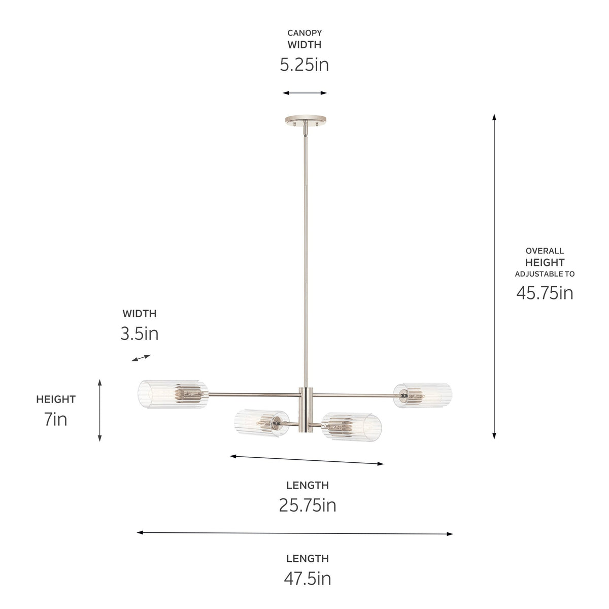 Kichler Velestino 4-Light Polished Nickel Modern/Contemporary Chandelier