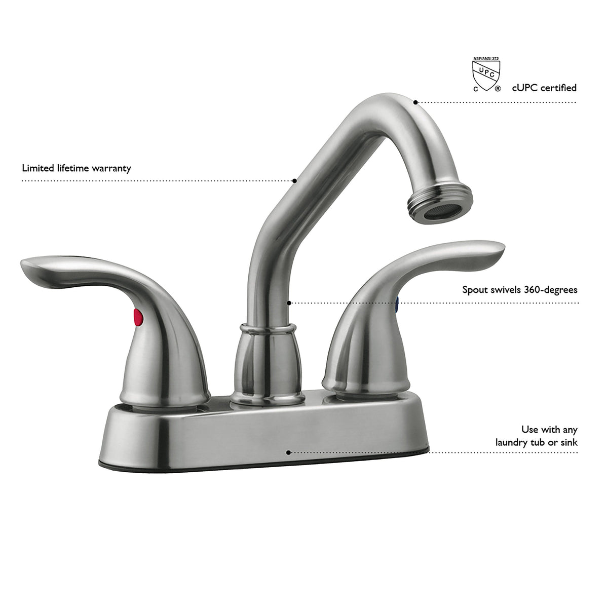 Design House Ashland Polished Chrome Utility Faucet - 2-Handle Deck-Mount