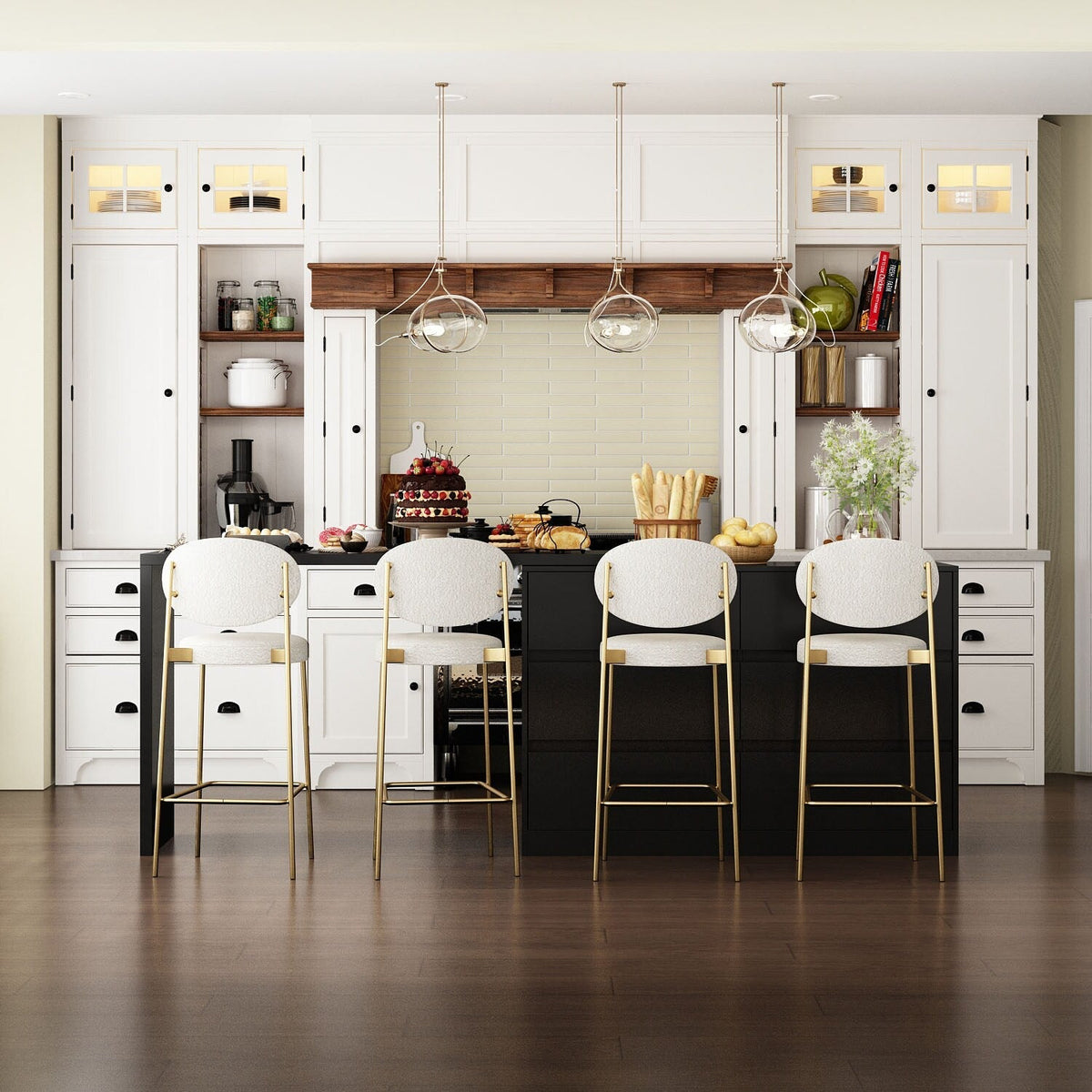 FUFU&GAGA Black Mdf Base with Mdf Top Kitchen Cart (16-in x 90.4-in x 32.7-in)