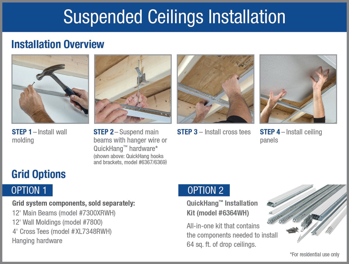 Armstrong Ceilings 48-in x 24-in Yuma White Drop Acoustic Ceiling Tiles, 8-Pack (15/16-in Grid)