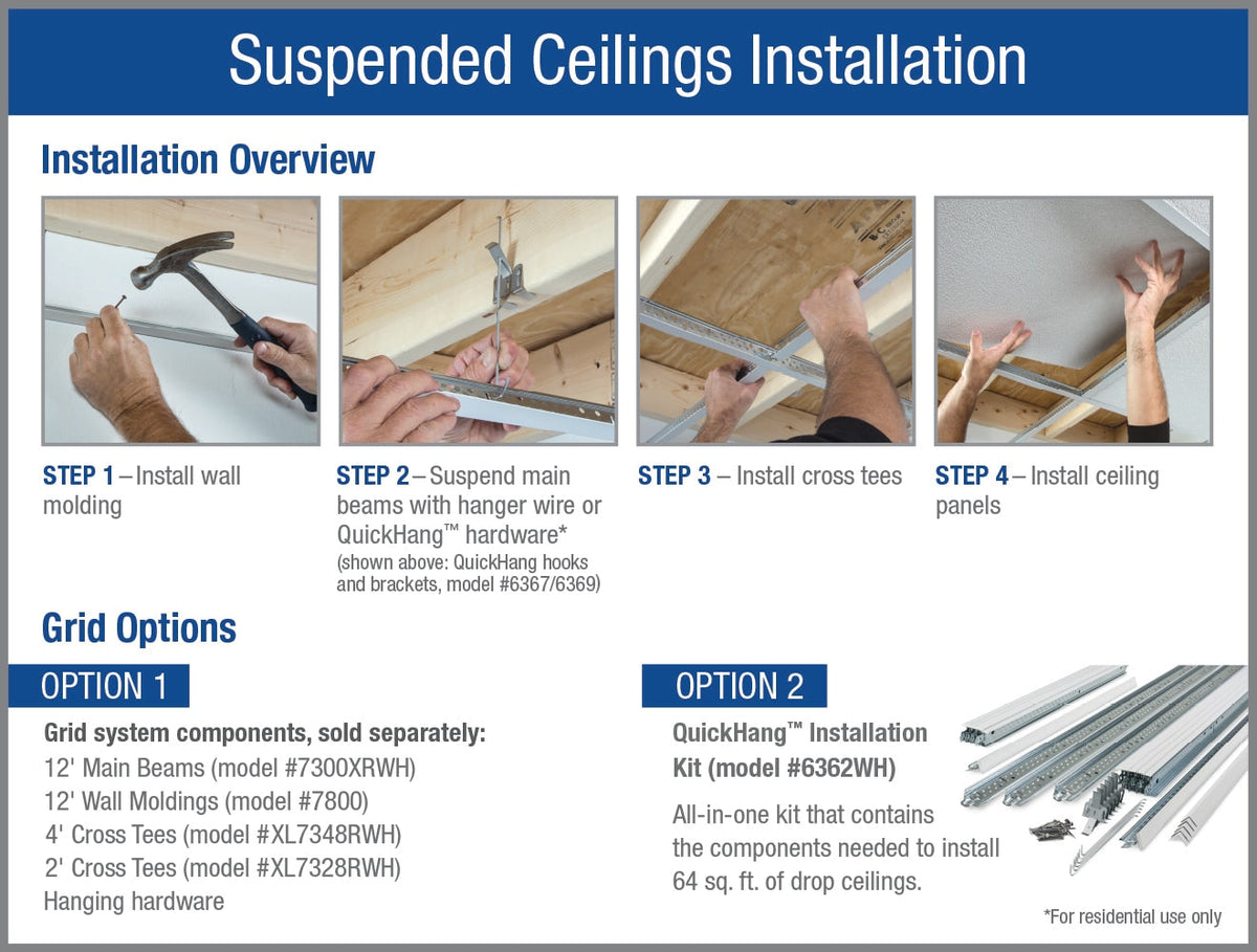 Armstrong Ceilings Fine Fissured Contractor Drop Ceiling Tiles, 24-in x 24-in, Tegular 15/16-in Edge, White, 16-Pack