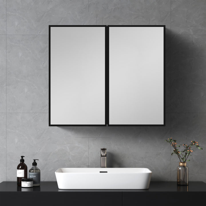 AAZJ AS 30-in x 26-in Surface/Recessed Mount Black Medicine Cabinet