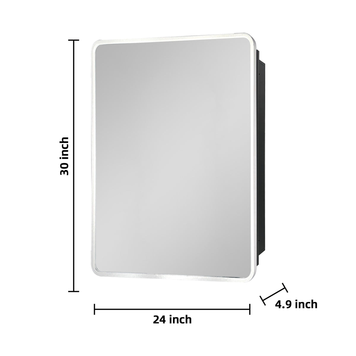 AAZJ AS 24-in x 30-in Surface/Recessed Mount Silver Mirrored Medicine Cabinet
