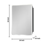 AAZJ AS 24-in x 30-in Surface/Recessed Mount Silver Mirrored Medicine Cabinet