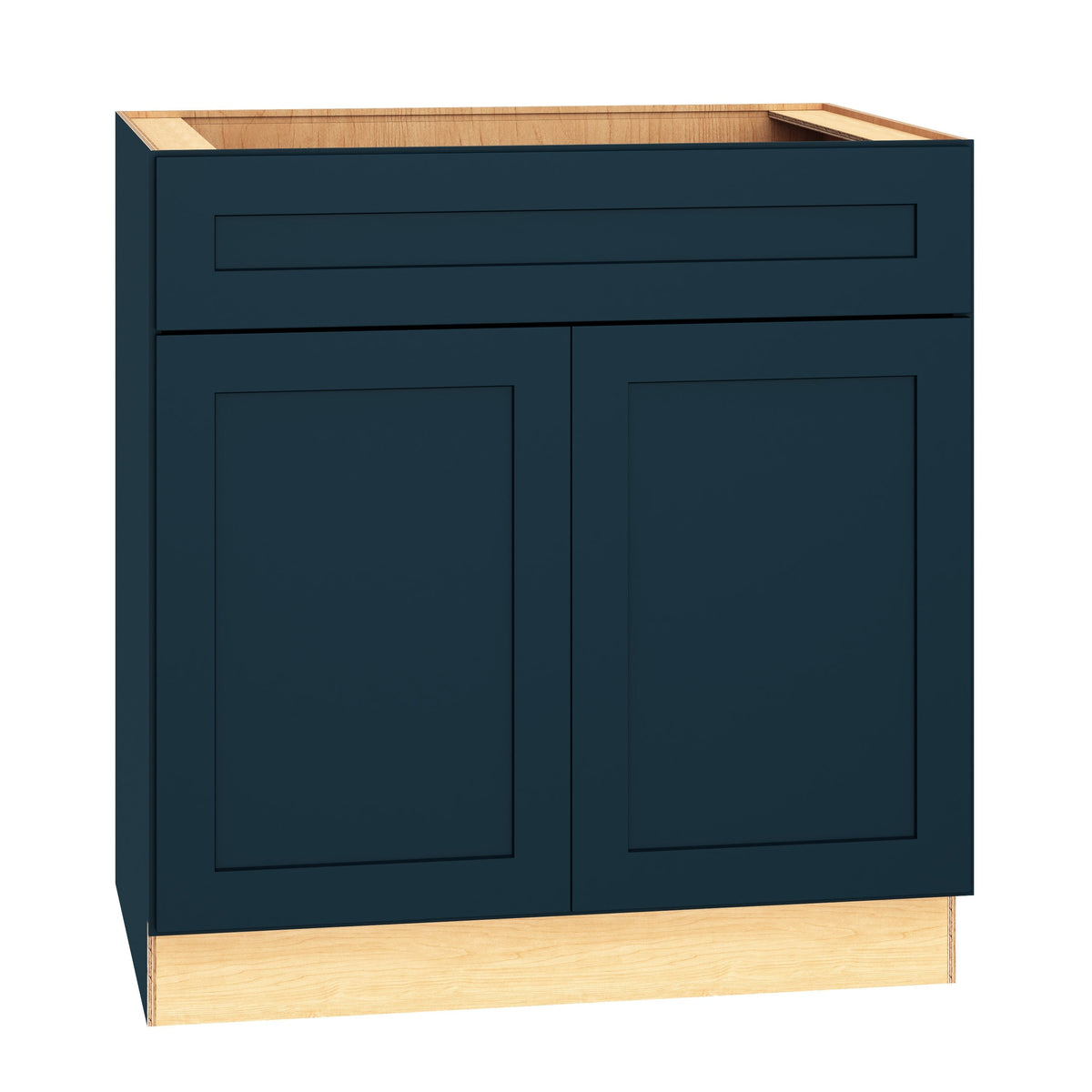 Diamond Express Jamestown 33-in W x 34.5-in H x 24-in D Regatta Blue Sink Base Fully Assembled Plywood Cabinet (Recessed Panel Shaker Style)