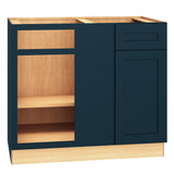 Diamond Express Jamestown 42-in W x 34.5-in H x 24-in D Regatta Blue Blind 1-Drawer Corner Base Fully Assembled Plywood Cabinet (Recessed Panel Square Style)
